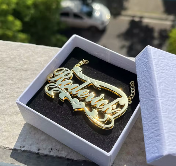 Custom Heart Letter Pendant Necklace