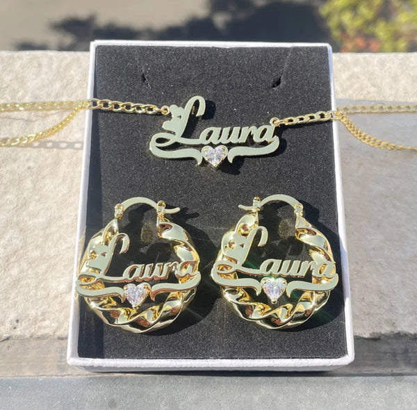 Twisted Heart Earrings And Necklace Set