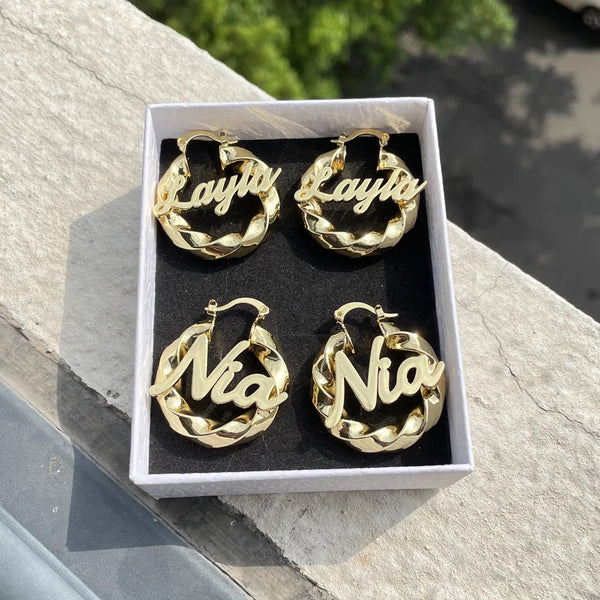 Custom Name Twist Earrings